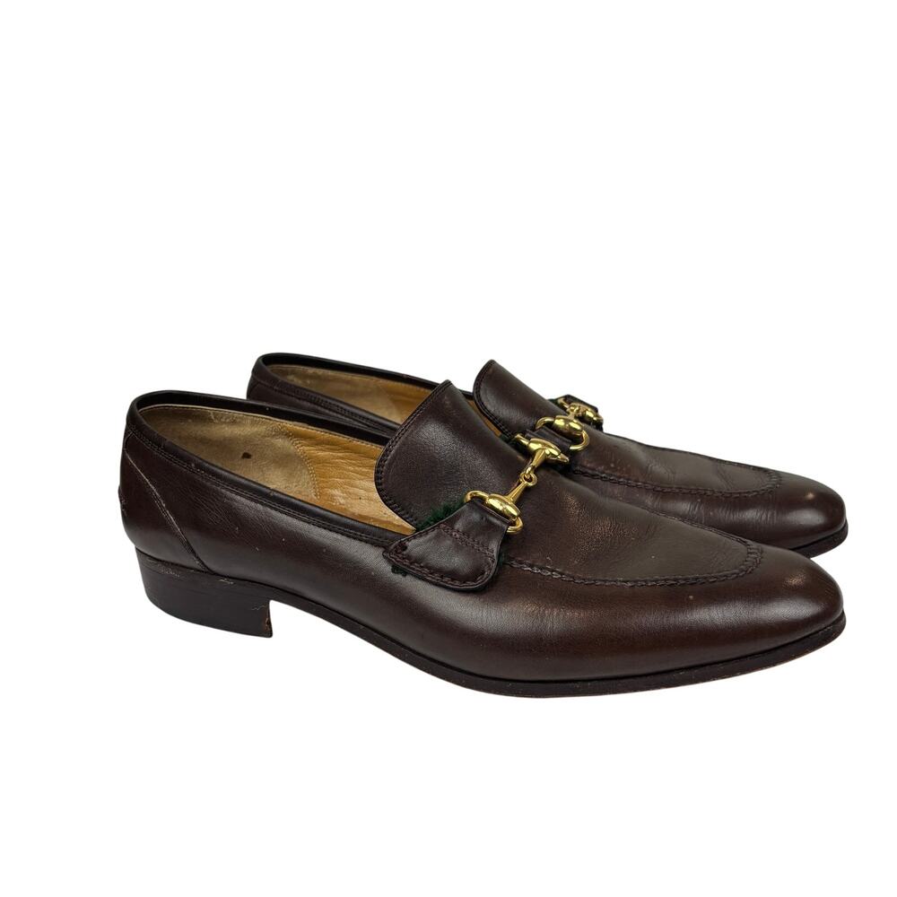 Gucci Brown Leather Horsebit Loafers
